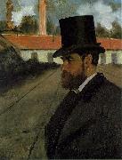 Edgar Degas Henri Rouart in front of his Factory oil painting